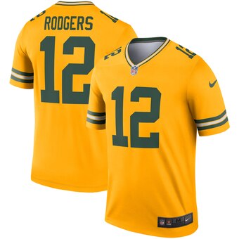 Men's Green Bay Packers #12 Aaron Rodgers Gold Inverted Legend Jersey